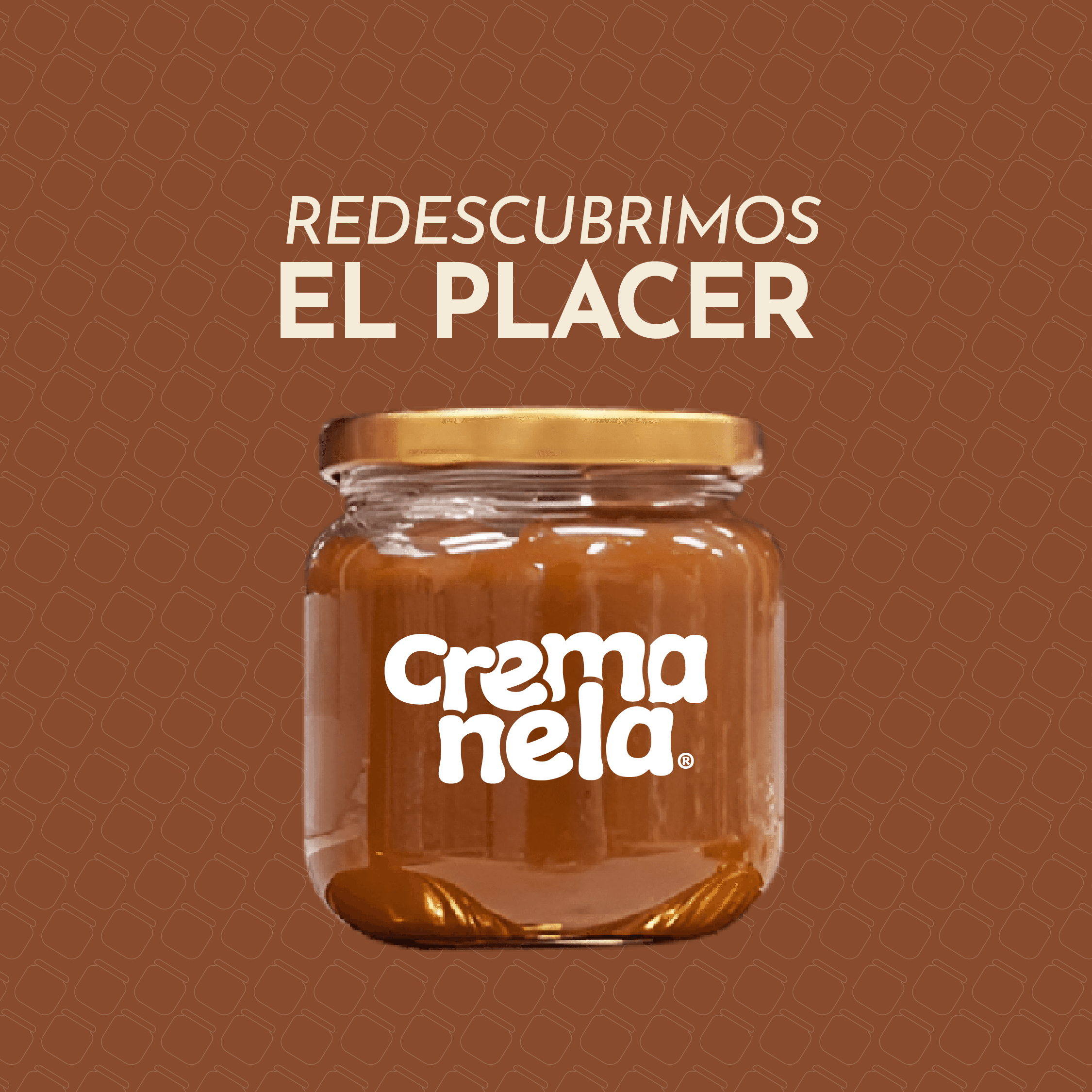 Frasco de Cremanela con el lema Redescubrimos el placer